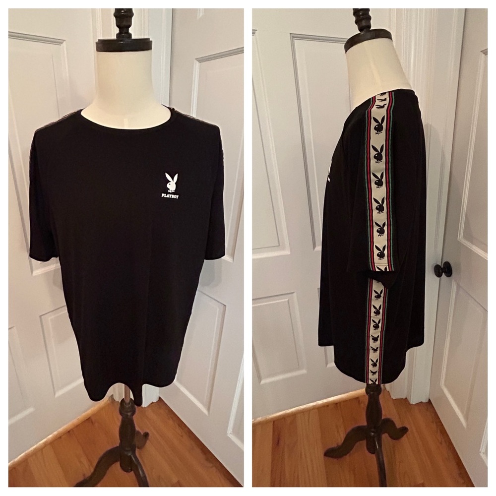 PLAYBOY X PACSUN‎ Bunny Logo Tape SS T-shirt Black Streetwear
